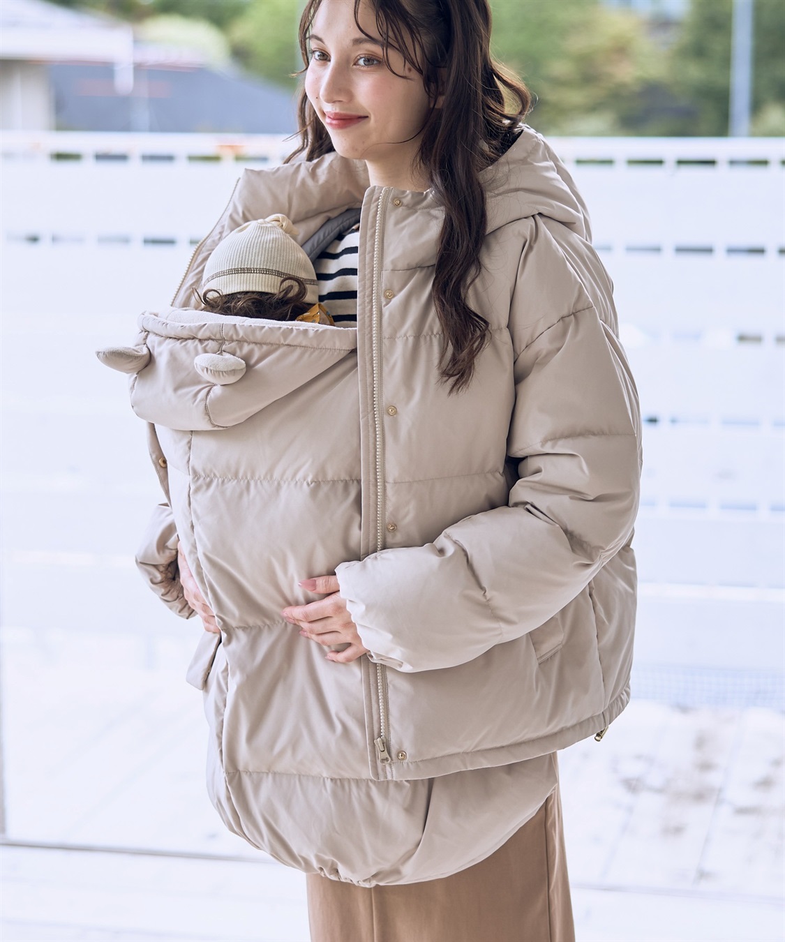 Rosemadame マットタフタダウンショートママコート＆ケープセット(マタニティ&授乳服）妊婦服 産前・産後対応_sub_6