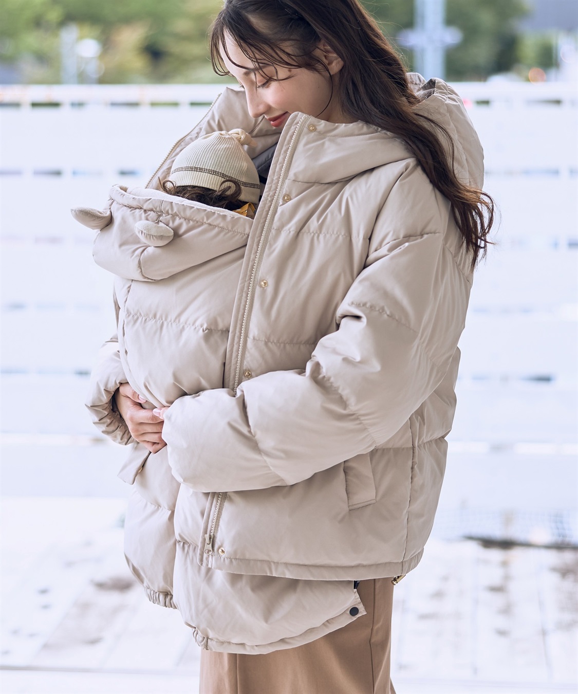 Rosemadame マットタフタダウンショートママコート＆ケープセット(マタニティ&授乳服）妊婦服 産前・産後対応_sub_7