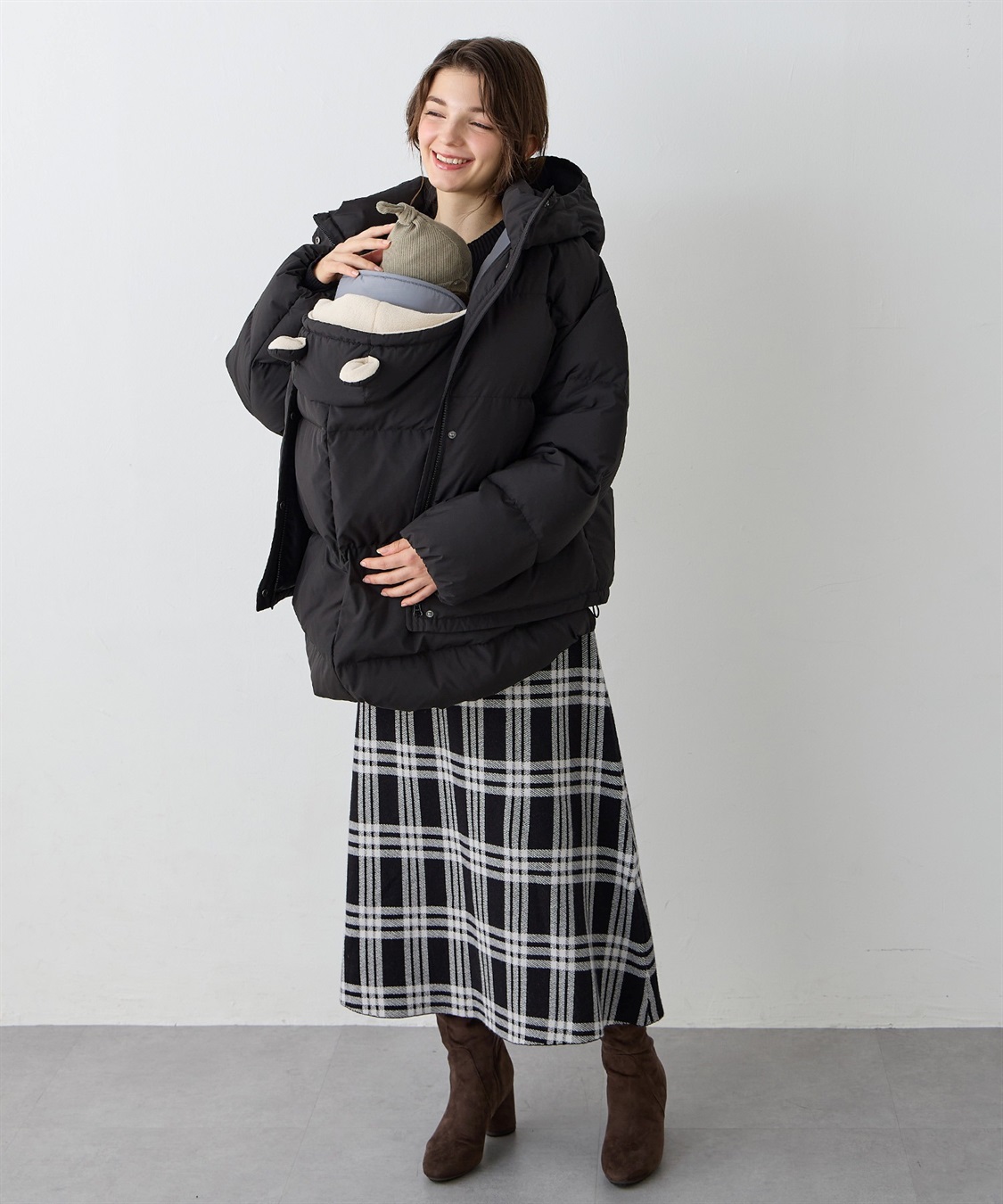 Rosemadame マットタフタダウンショートママコート＆ケープセット(マタニティ&授乳服）妊婦服 産前・産後対応_sub_10