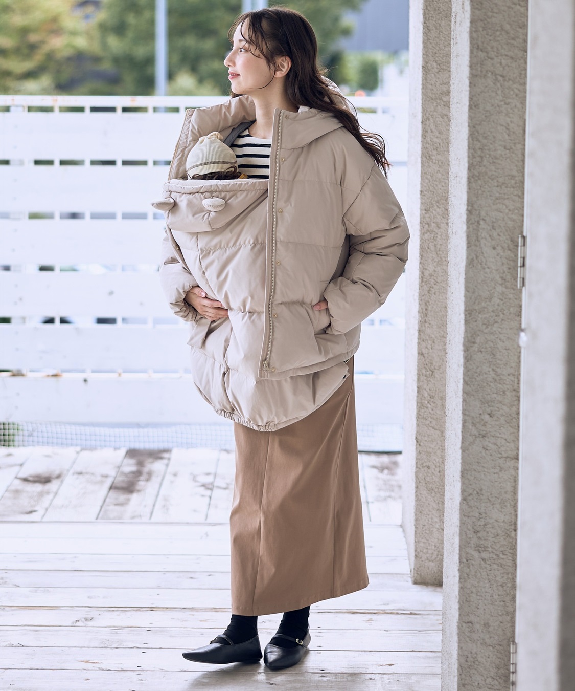 Rosemadame マットタフタダウンショートママコート＆ケープセット(マタニティ&授乳服）妊婦服 産前・産後対応_sub_11