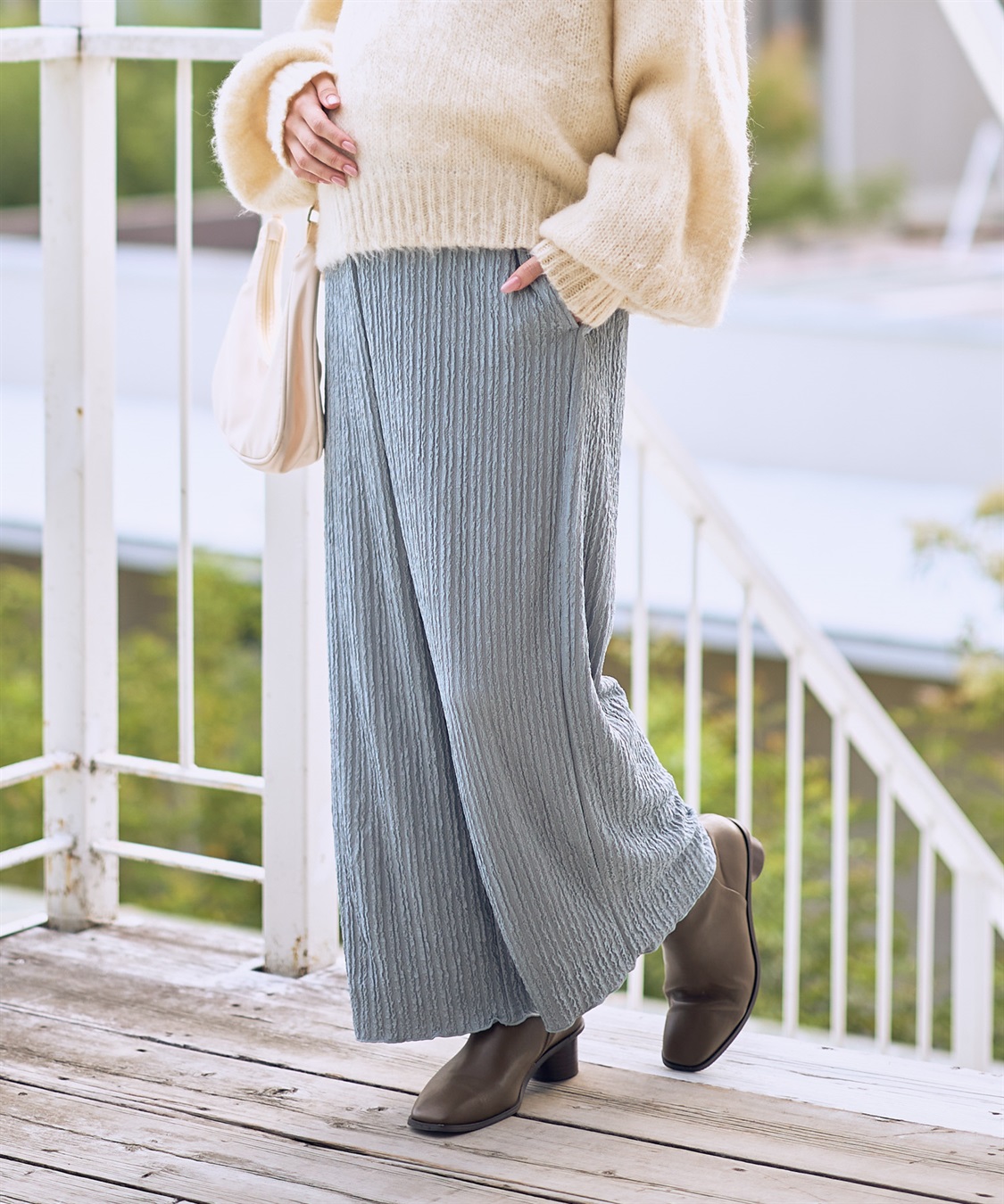 Rosemadame ストライプジャガードワイドパンツ（マタニティ～産後）妊婦服 産前・産後対応_sub_3