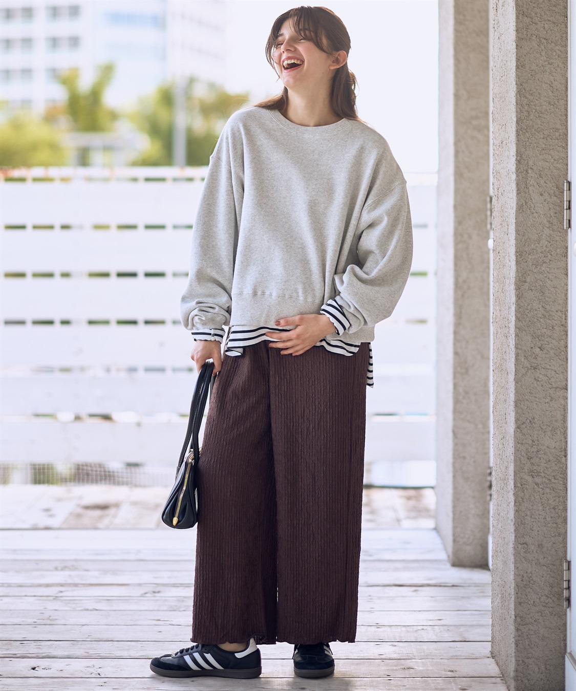 Rosemadame ストライプジャガードワイドパンツ（マタニティ～産後）妊婦服 産前・産後対応_sub_17