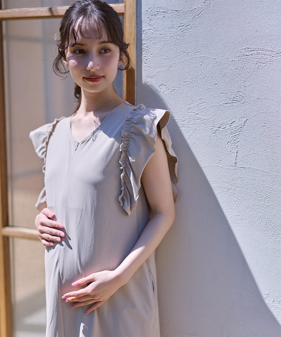 Rosemadame ラッシュガード マタニティ ワンピース｜UVカット 体型カバー フリル袖 水着 速乾_sub_1