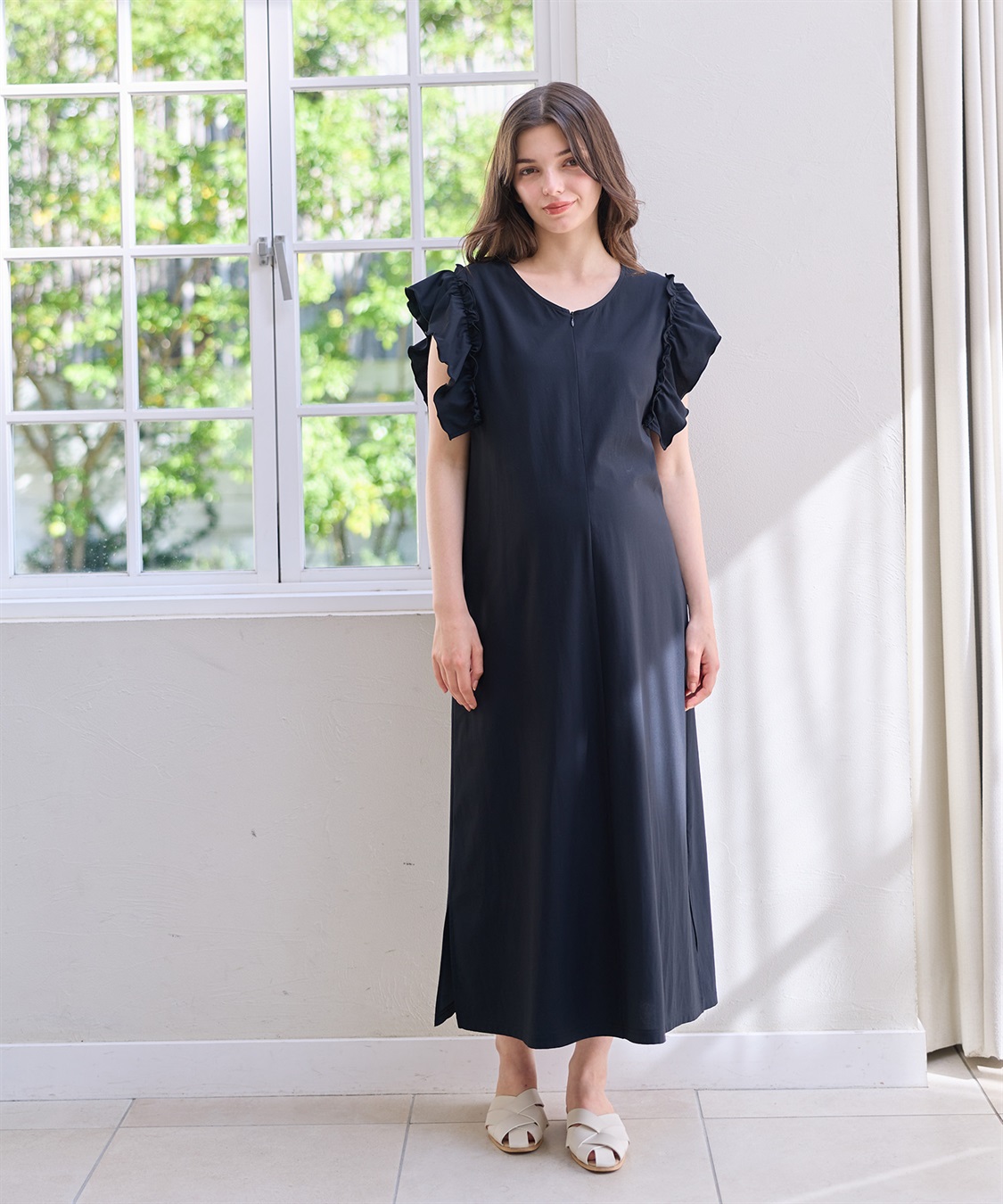 Rosemadame ラッシュガード マタニティ ワンピース｜UVカット 体型カバー フリル袖 水着 速乾_sub_2
