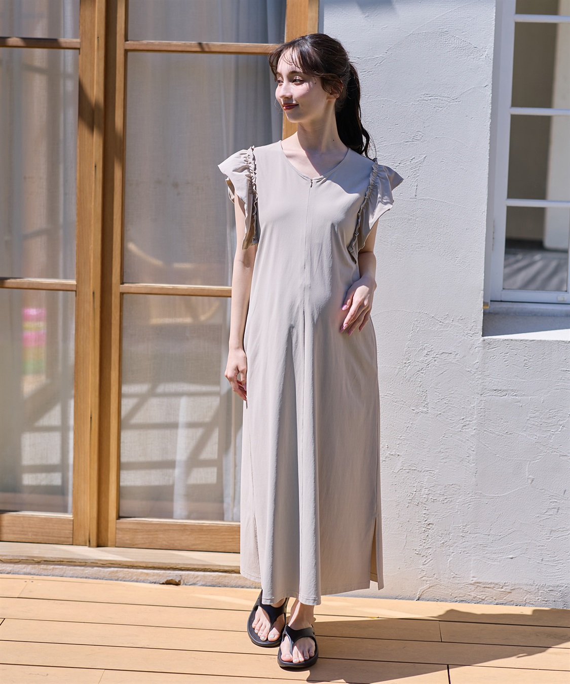 Rosemadame ラッシュガード マタニティ ワンピース｜UVカット 体型カバー フリル袖 水着 速乾_sub_6