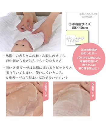 Rosemadame ガーゼタオル 6重ガーゼ 沐浴 綿100％ 無地 医療基準 無蛍光 無漂白 新生児 赤ちゃん タオル_subthumb_4