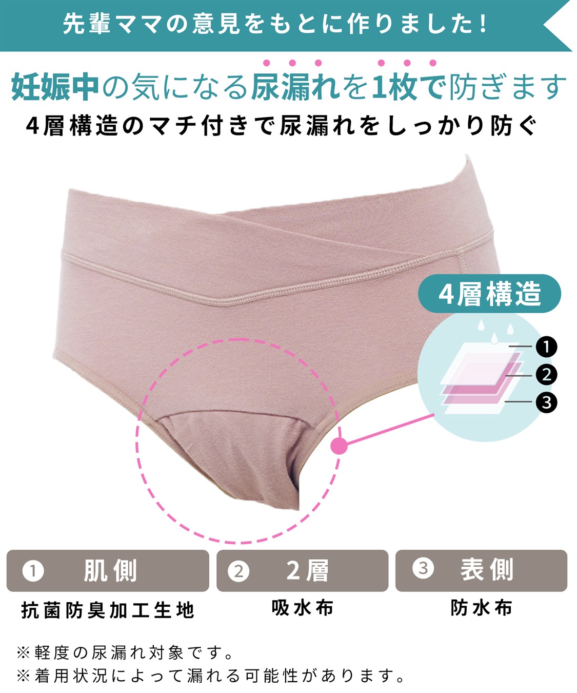 Rosemadame 浅ばき尿漏れ対応パンツ（マタニティ/授乳服）入院準備 出産準備 産前 産後_sub_3