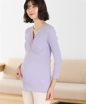 Rosemadame リブレース カシュクール長袖授乳インナー（マタニティ/授乳楽々 妊婦服 産前・産後対応）_subthumb_9