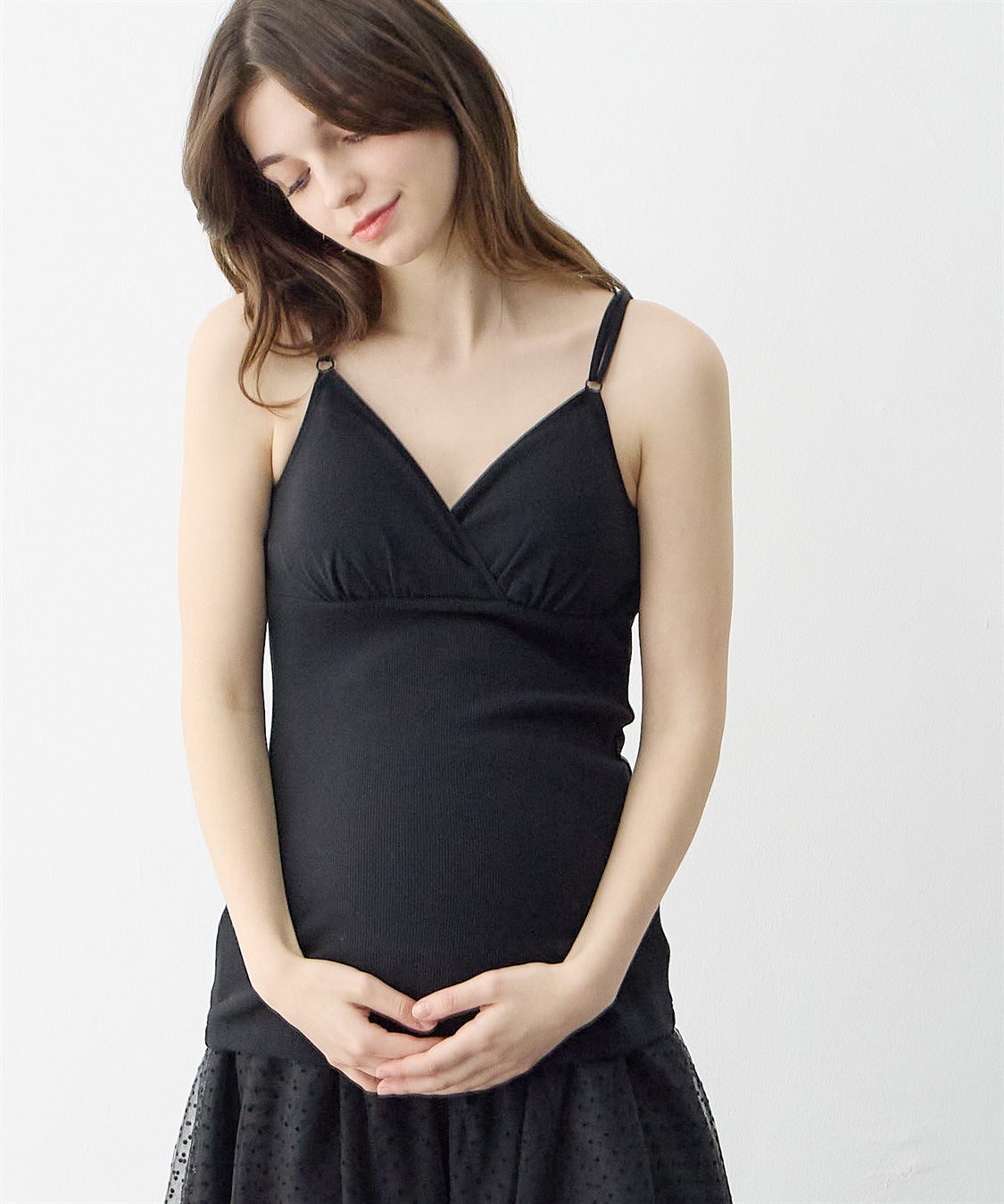 Rosemadame ストレッチリブ クロスオープン授乳キャミ(マタニティキャミソール/カシュクール/ノンワイヤー/肩紐調節可/産前・産後対応）_sub_18
