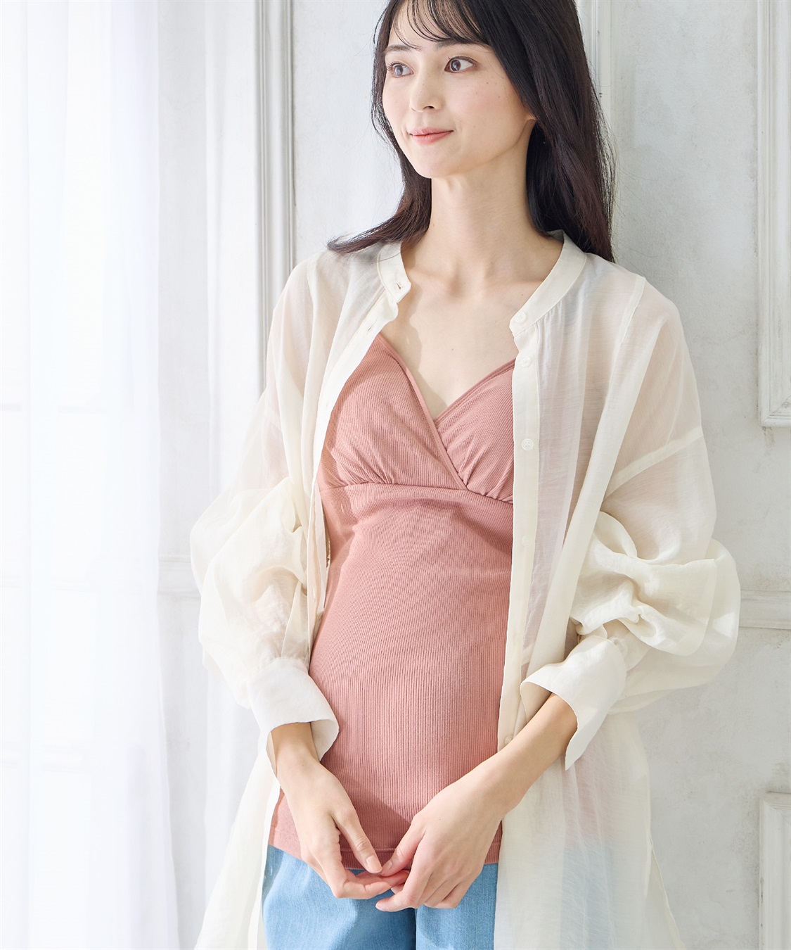 Rosemadame ストレッチリブ クロスオープン授乳キャミ(マタニティキャミソール/カシュクール/ノンワイヤー/肩紐調節可/産前・産後対応）_sub_27