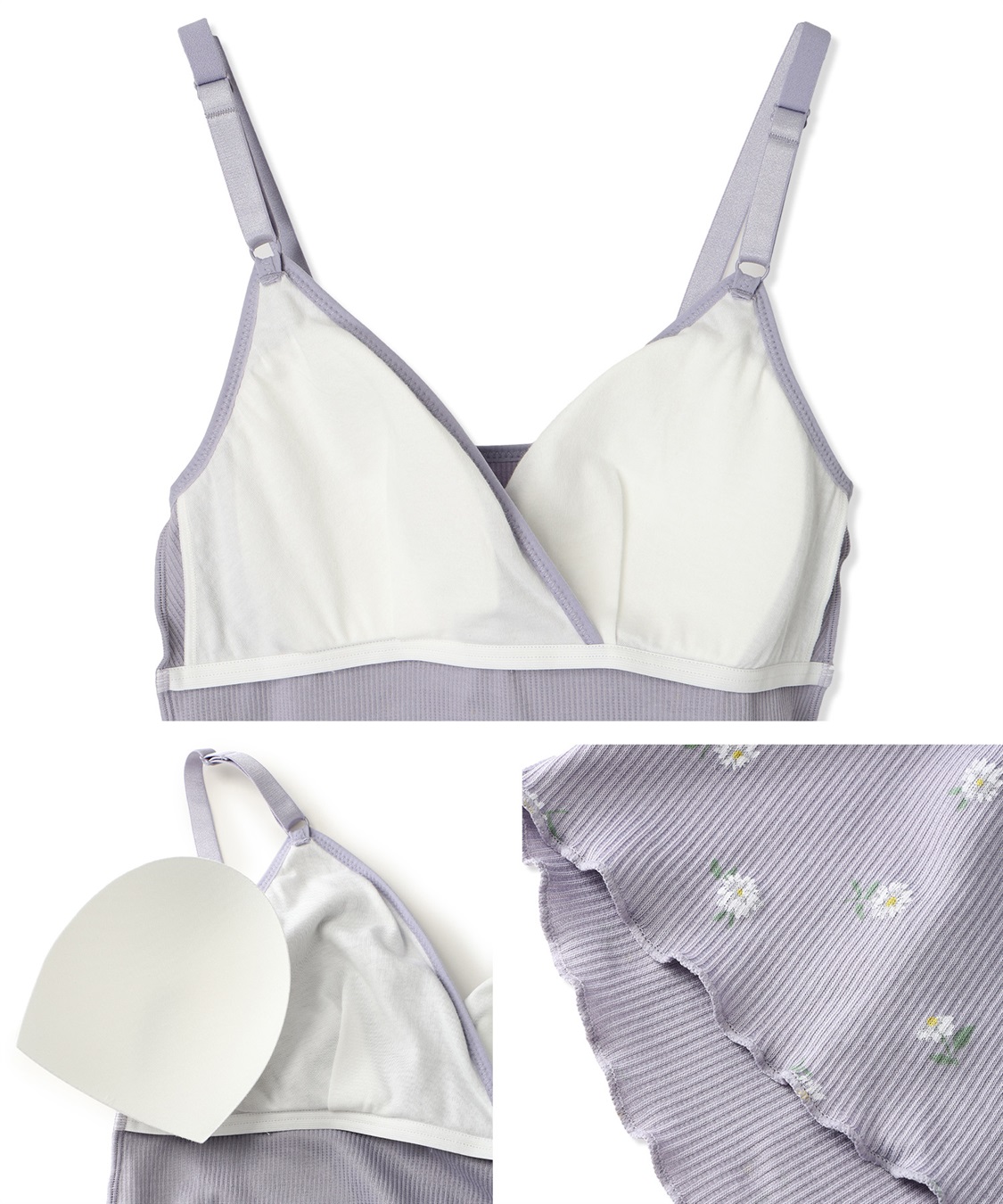 Rosemadame ストレッチリブ 小花柄クロスオープン授乳キャミ(マタニティキャミソール/フラワープリント/カシュクール/ノンワイヤー/肩紐調節可/産前・産後対応）_sub_24