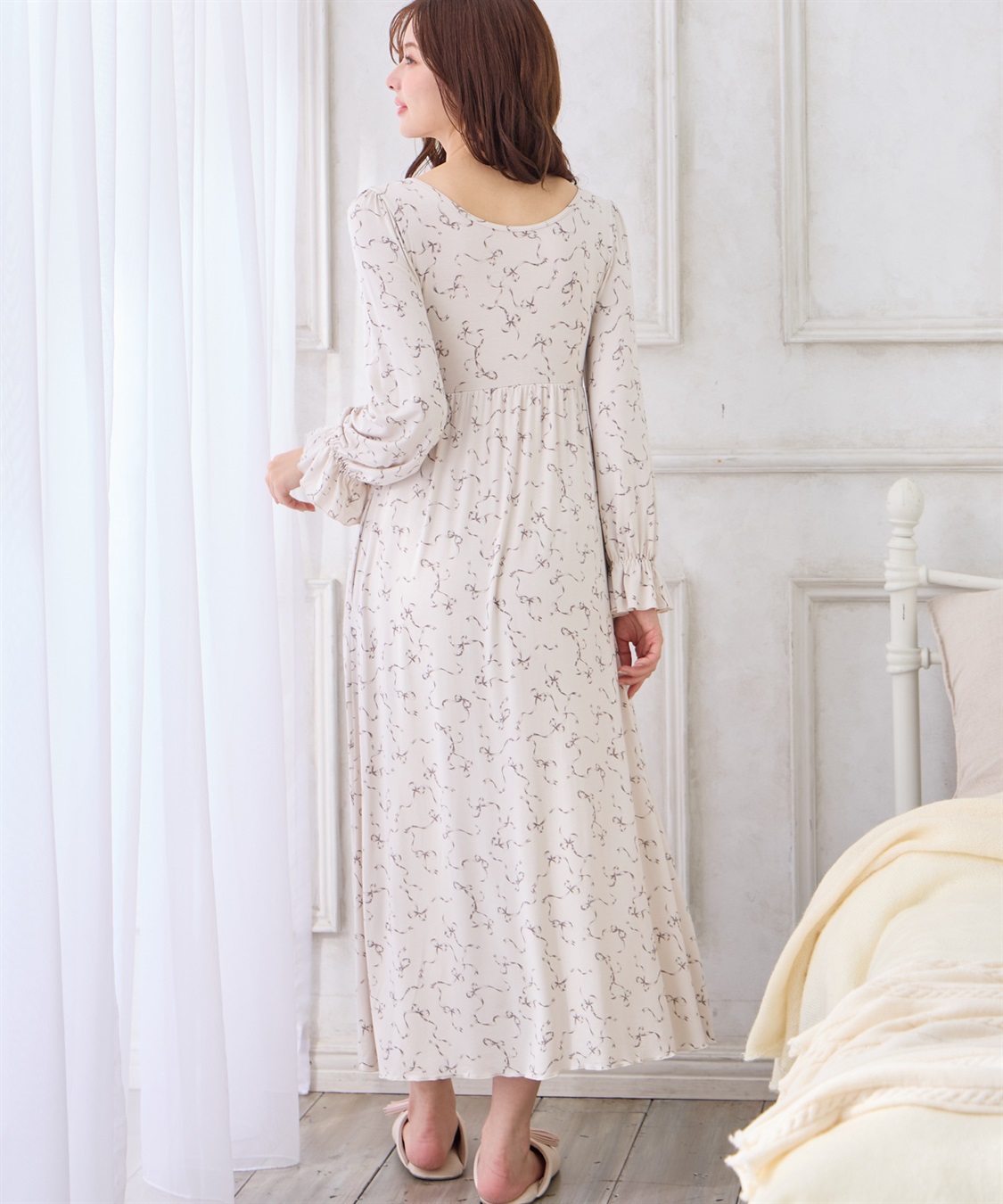 Rosemadame レーヨンベア天竺リボン柄・無地　授乳ブラ付きネグリジェ/ルームワンピース_sub_9