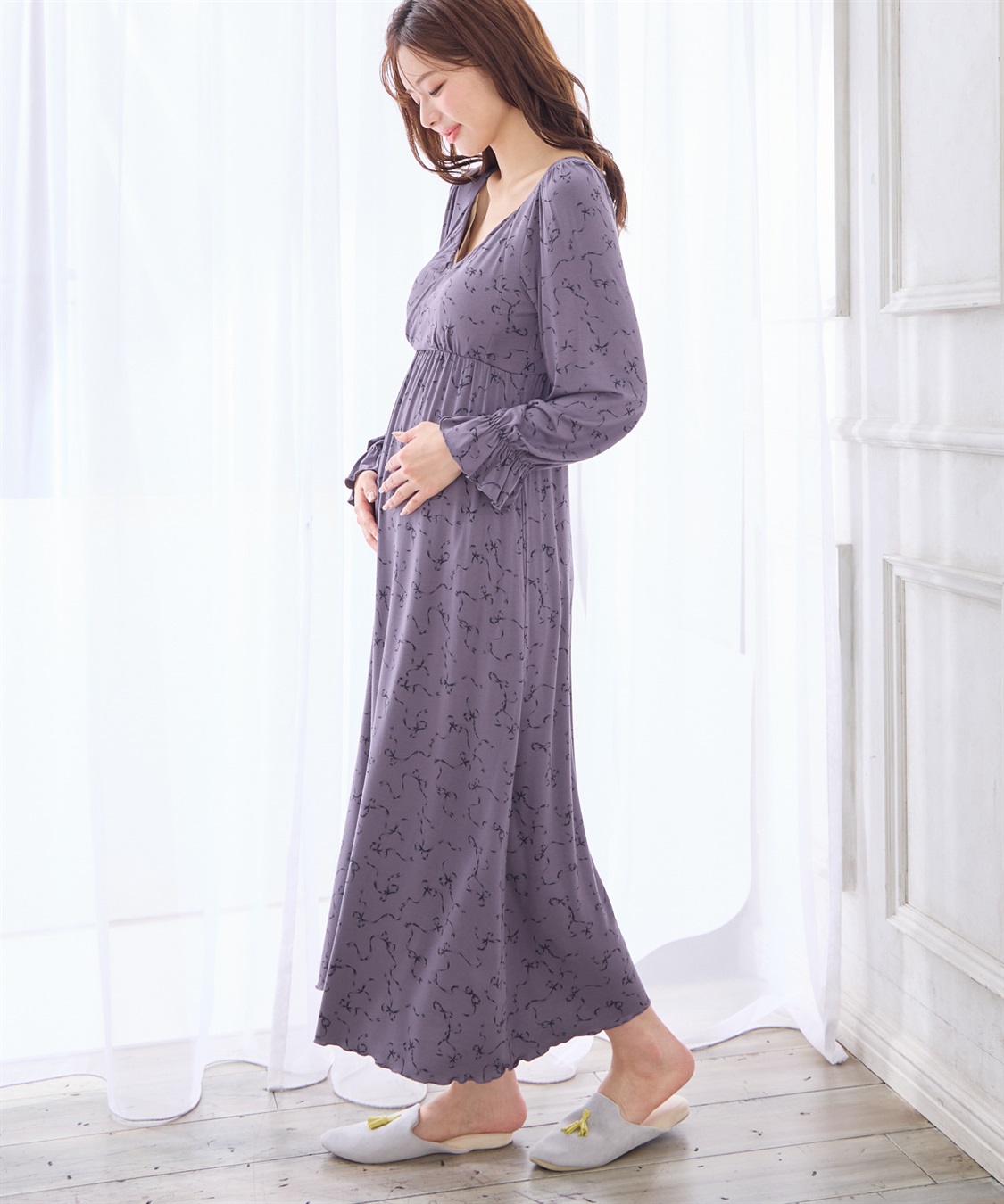 Rosemadame レーヨンベア天竺リボン柄・無地　授乳ブラ付きネグリジェ/ルームワンピース_sub_13