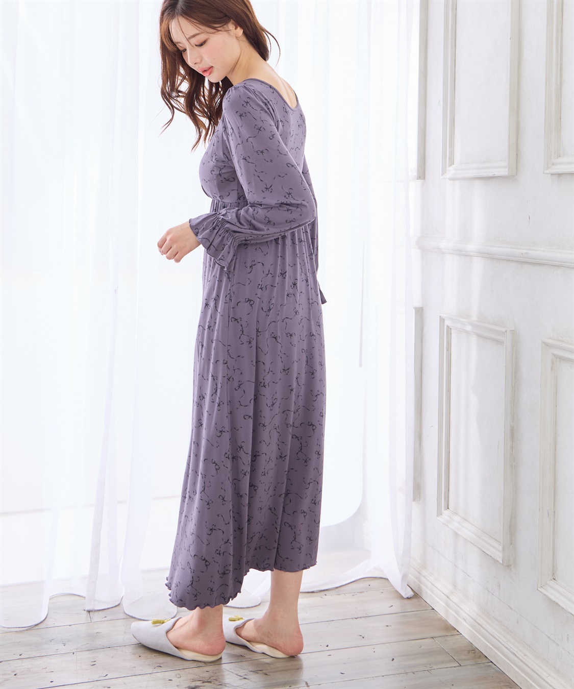 Rosemadame レーヨンベア天竺リボン柄・無地　授乳ブラ付きネグリジェ/ルームワンピース_sub_14