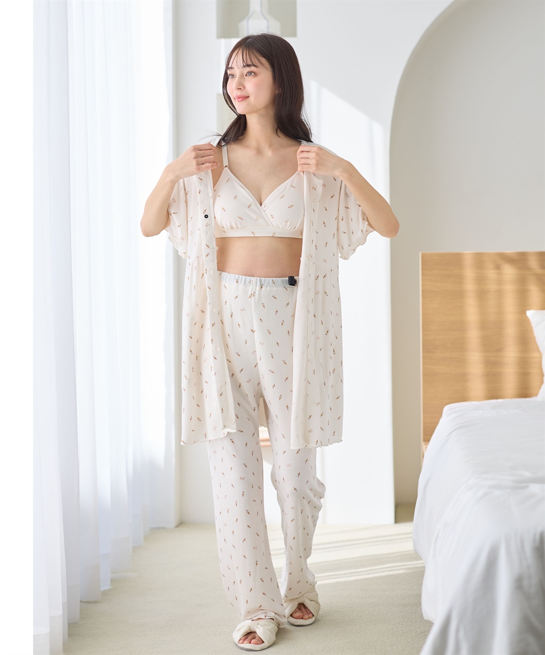 Rosemadame ワッフル風アイス柄クロスオープン授乳ブラジャー_sub_4