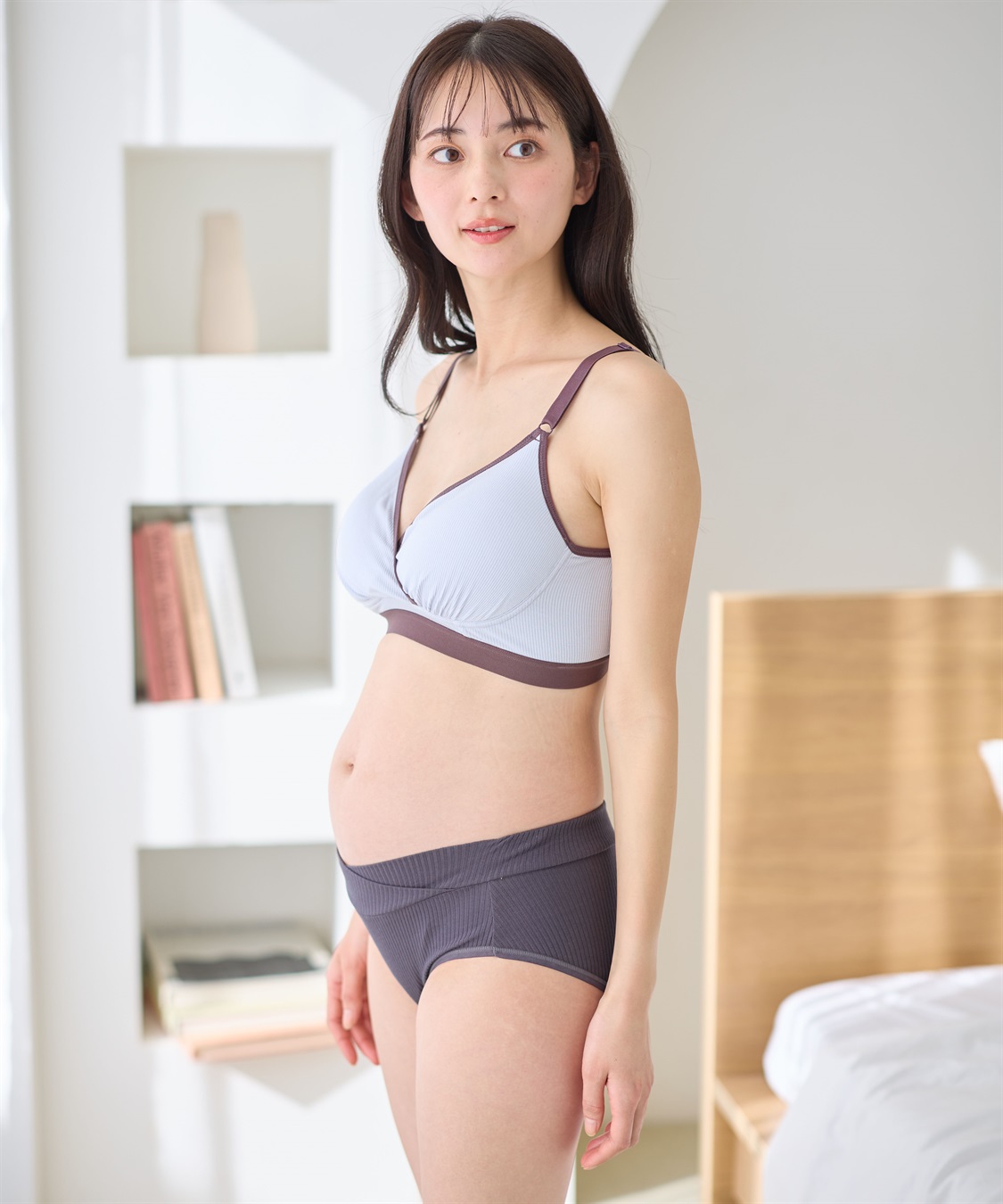 Rosemadame リブバイカラー クロスオープン授乳ブラジャー_sub_6