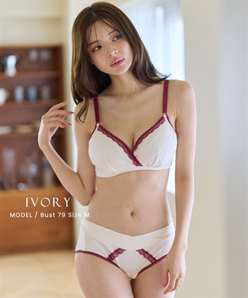 Rosemadame リブ配色レース 授乳 ブラジャー & マタニティ ショーツ セット ノンワイヤー クロスオープン 産前 産後 対応_subthumb_7