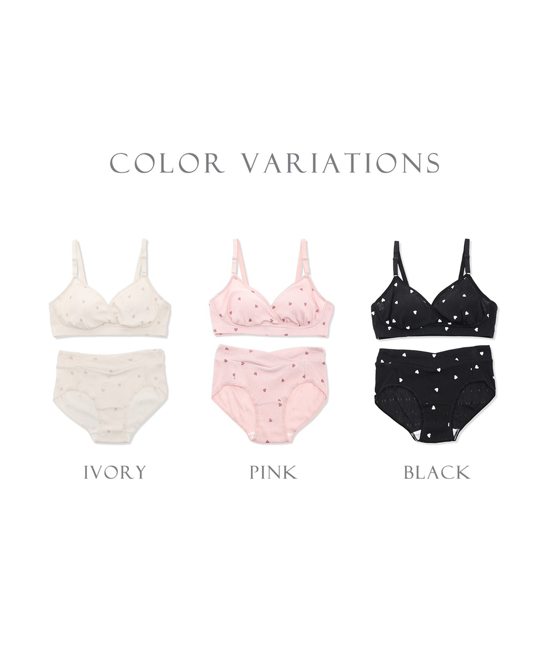 Rosemadame 綿100％ パターンメッシュ ハート柄 授乳ブラジャー & マタニティ ショーツセット　ノンワイヤー 産前 産後 対応_sub_16