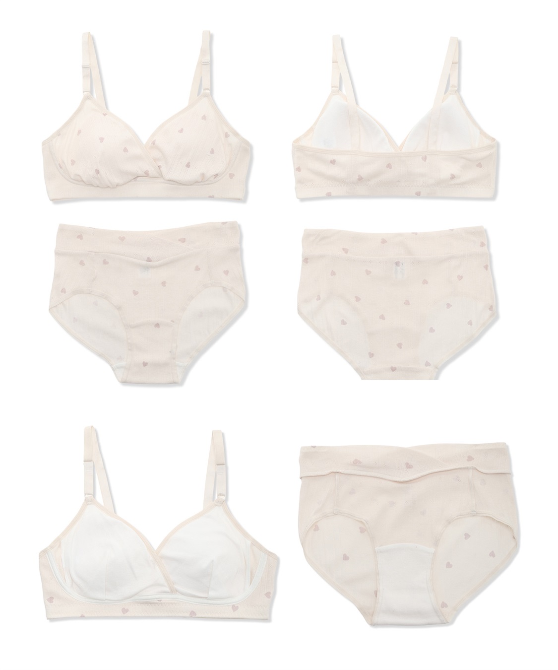 Rosemadame 綿100％ パターンメッシュ ハート柄 授乳ブラジャー & マタニティ ショーツセット　ノンワイヤー 産前 産後 対応_sub_17