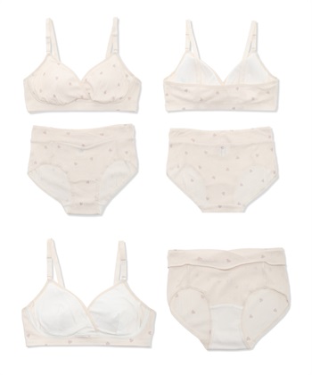 Rosemadame 綿100％ パターンメッシュ ハート柄 授乳ブラジャー & マタニティ ショーツセット　ノンワイヤー 産前 産後 対応_subthumb_17