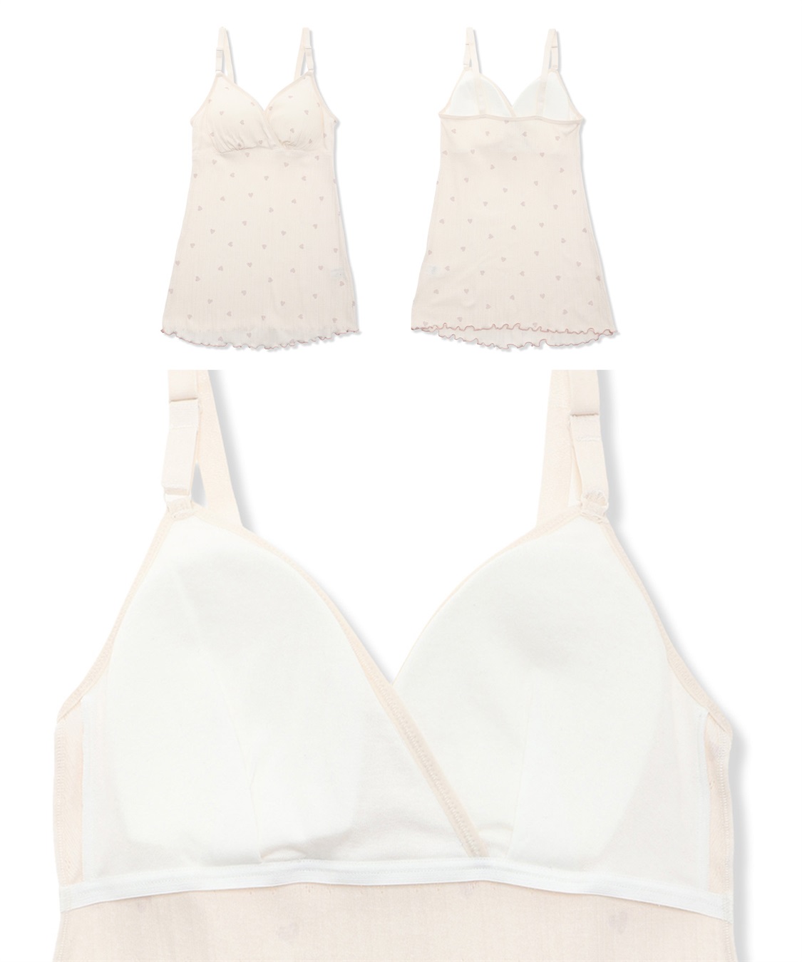 Rosemadame 綿100％ パターンメッシュ ハート柄 授乳キャミソール ｜カップ付き マタニティインナー 産前産後対応_sub_17
