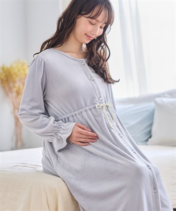 Rosemadame 【親子でお揃い】ベロア ネグリジェ ワンピース マタニティパジャマ 授乳対応 前開き ルームウェア 入院準備 産前・産後対応_subthumb_20