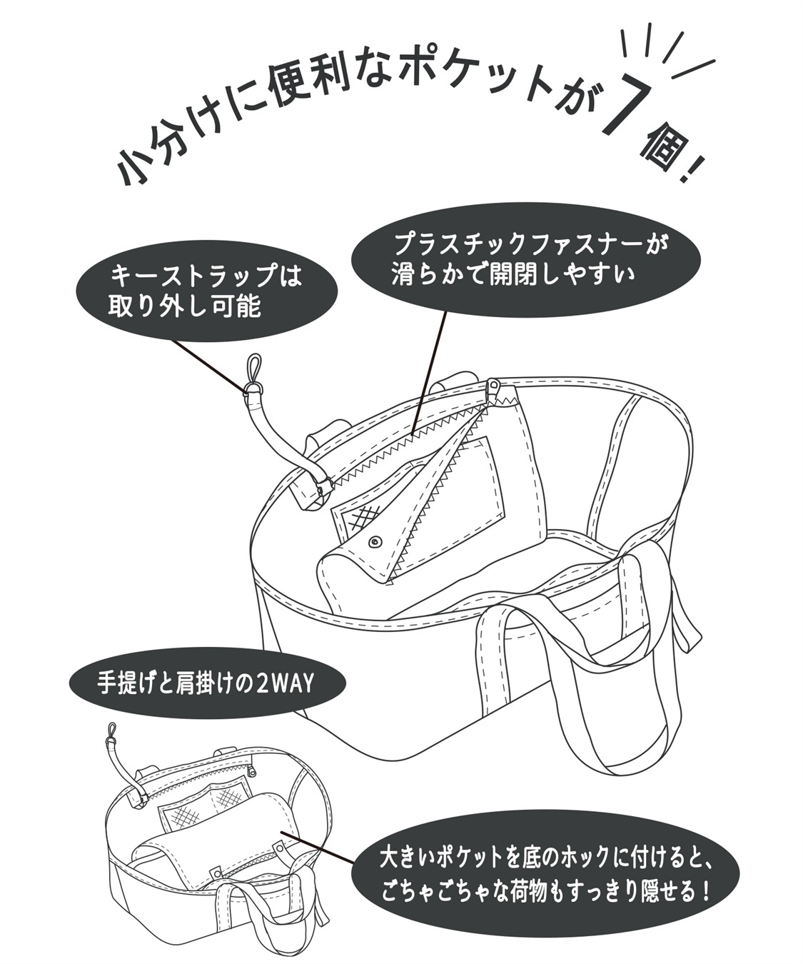 Life Style by cross marche 【TRIP.INN】２WAY 目隠しポケット付ビッグトートバッグ_sub_12