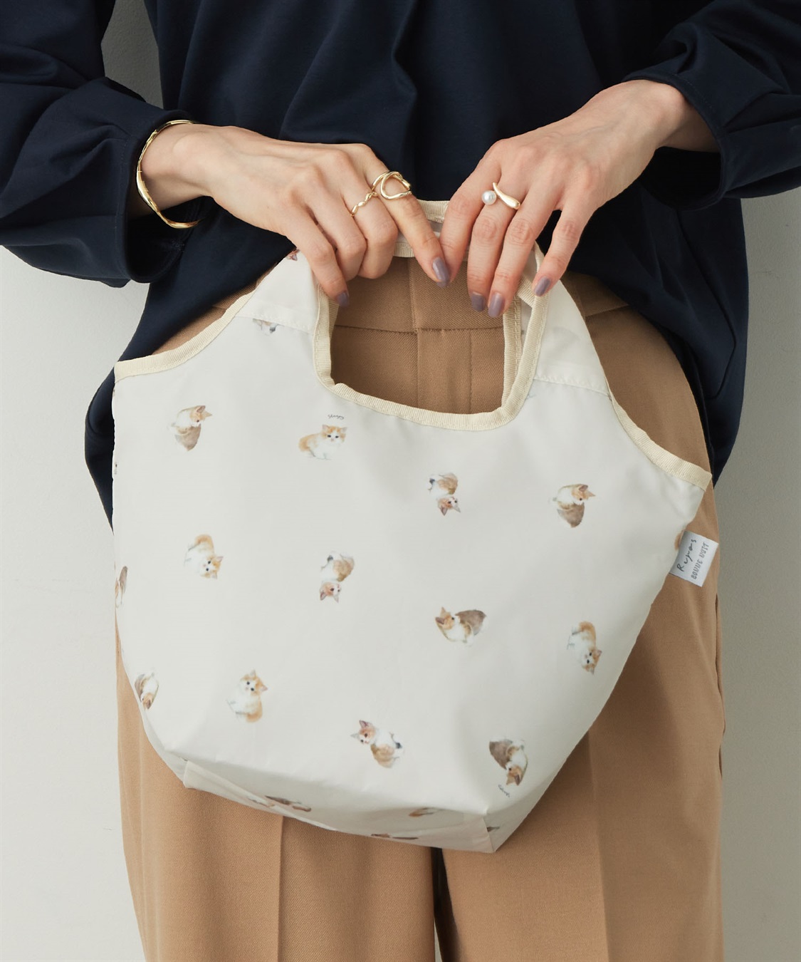 アニマルプリント保冷保温コンパクトミニエコバッグ【犬・猫