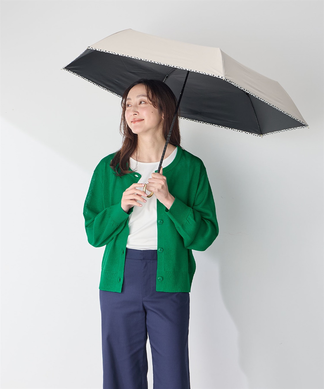 ぴぴ Wpc.】遮光アニマルパイピング ミニ 日傘 折りたたみ傘【完全