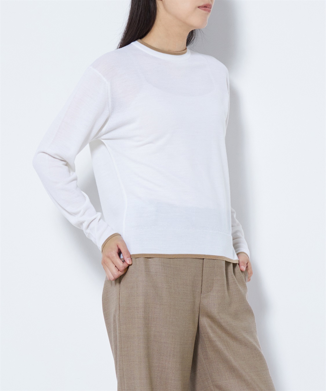 WEB限定】配色ラインニットプルオーバー 49AV.junko shimada