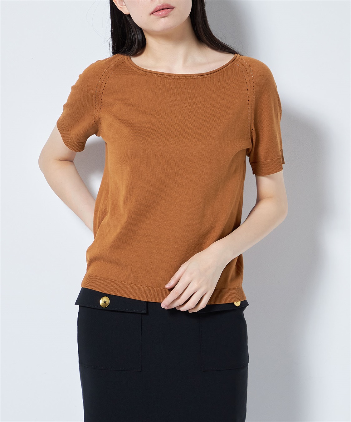 カラーニット半袖プルオーバー 49AV JUNKO SHIMADA｜クロス