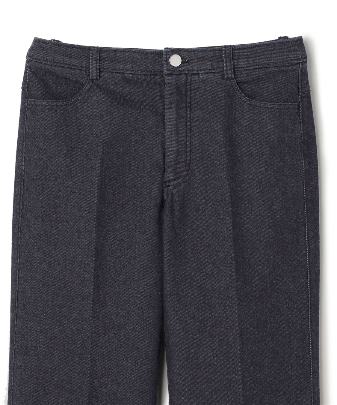 【値下げ】新品タグ付き　roughlow デニムサイズレスパンツ　size1 デニムタックワイドパンツ LE SOUK HOLIDAY｜クロスプラス公式通販サイト