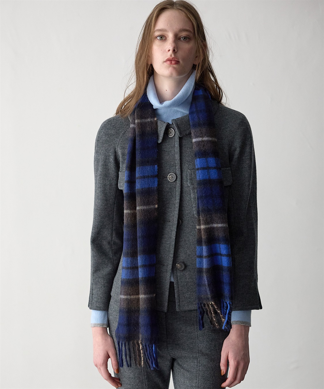 チェック柄カシミヤマフラー 49AV JUNKO SHIMADA｜クロスプラス公式