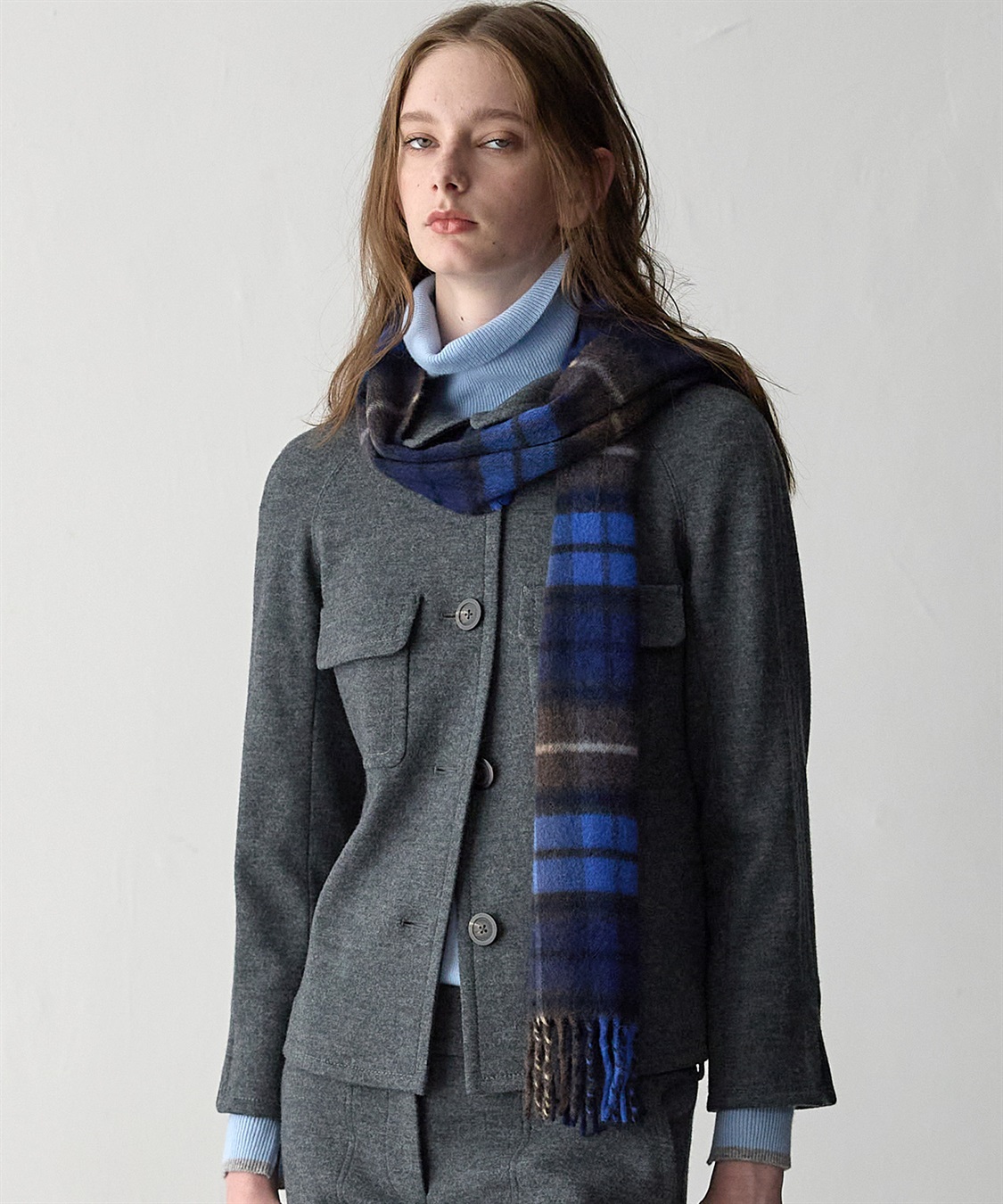 チェック柄カシミヤマフラー 49AV JUNKO SHIMADA｜クロスプラス公式