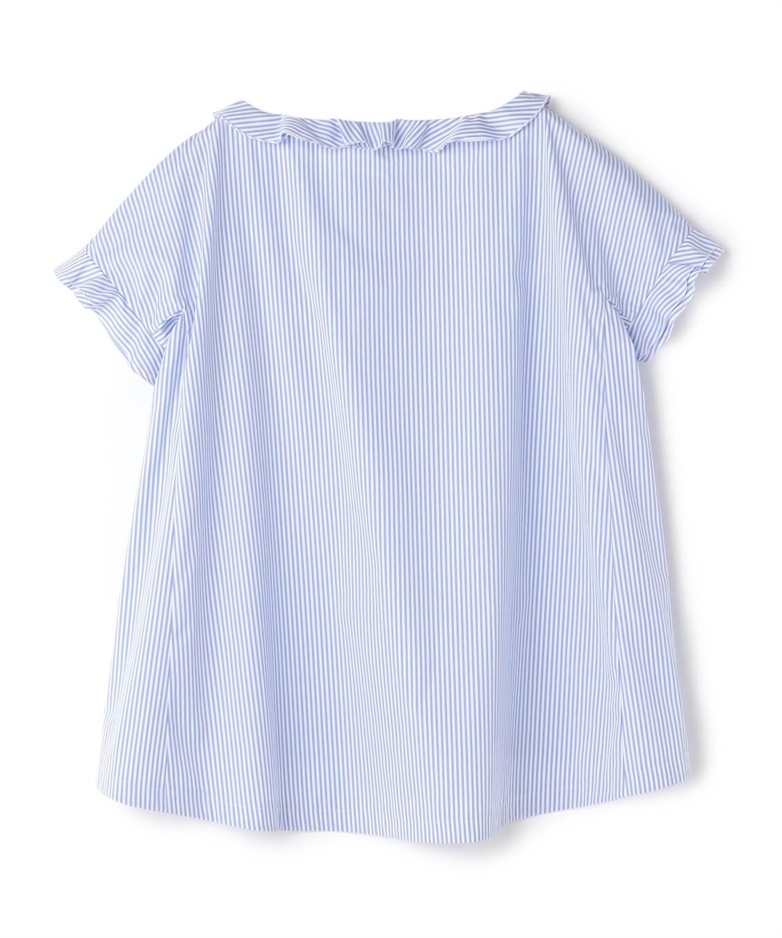 【値下げ】AKIRANAKA ブラウス 半袖 ホワイト ブルー ストライプ ストライプ柄シャツブラウス 半袖 全3色[品番：KH000013701