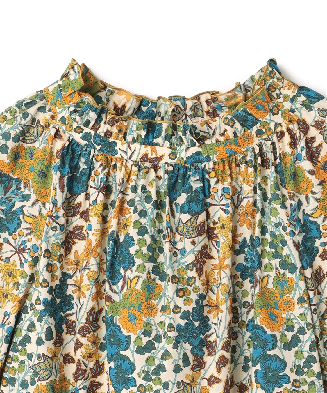 リバティプリントフリルネックワンピース 49AV JUNKO SHIMADA