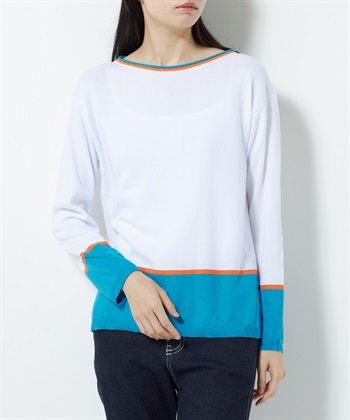 WEB限定】イタリーコットン配色ニットプルオーバー 49AV.junko