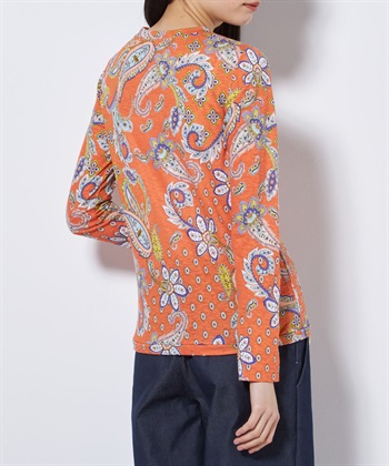 TIME SALE】ペーズリープリント丸首カットソー 49AV.junko