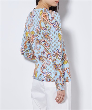 TIME SALE】ペーズリープリント丸首カットソー 49AV.junko