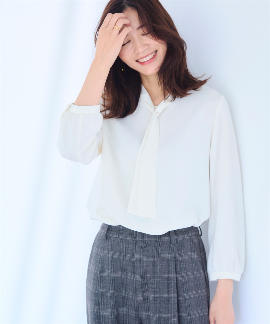 CROSS FUNCTION 《シワになりにくい・洗える》正解 シルキーサテンボウタイブラウス【CF/クロスファンクション】_sub_4