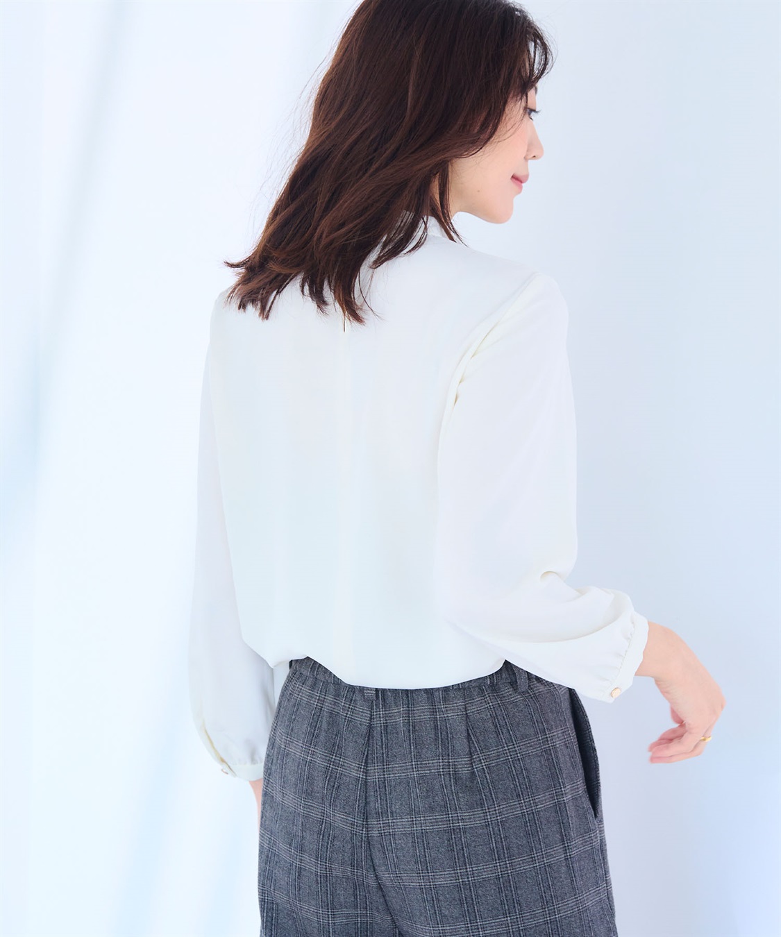 CROSS FUNCTION 《シワになりにくい・洗える》正解 シルキーサテンボウタイブラウス【CF/クロスファンクション】_sub_7