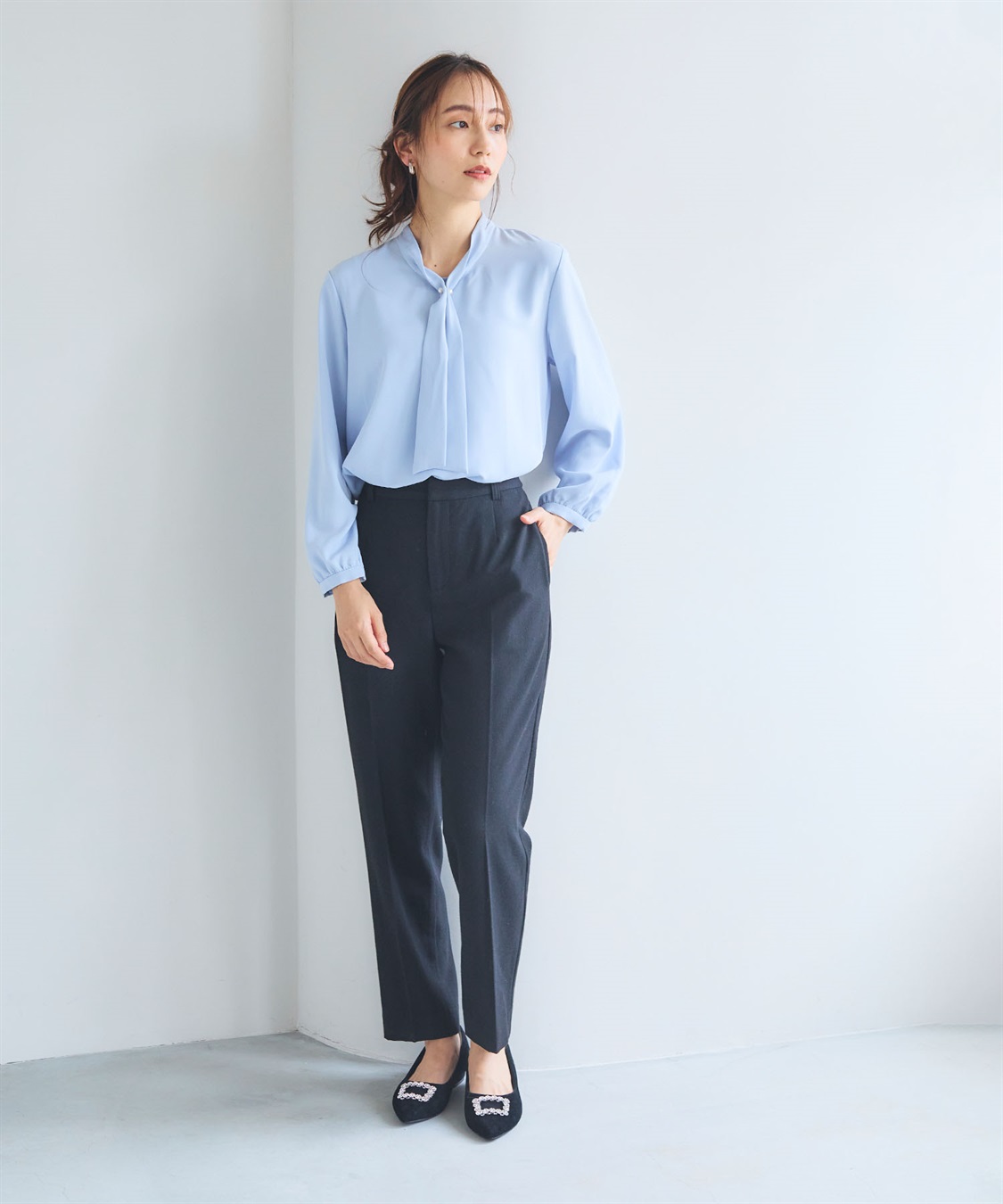 CROSS FUNCTION 《シワになりにくい・洗える》正解 シルキーサテンボウタイブラウス【CF/クロスファンクション】_sub_14