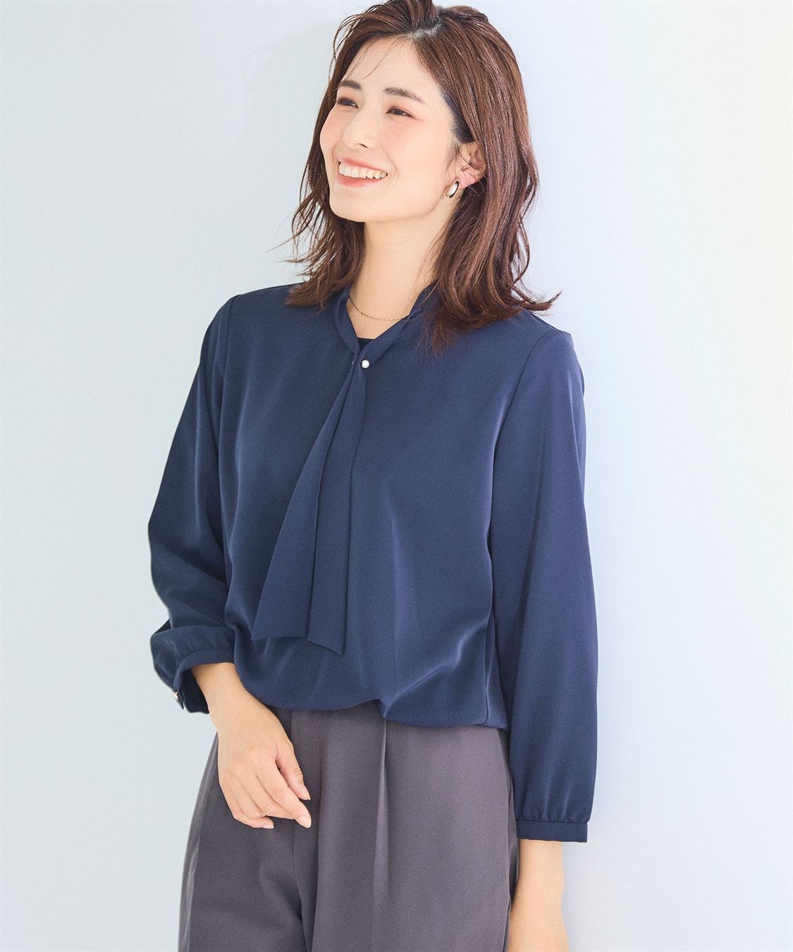 CROSS FUNCTION 《シワになりにくい・洗える》正解 シルキーサテンボウタイブラウス【CF/クロスファンクション】_sub_15