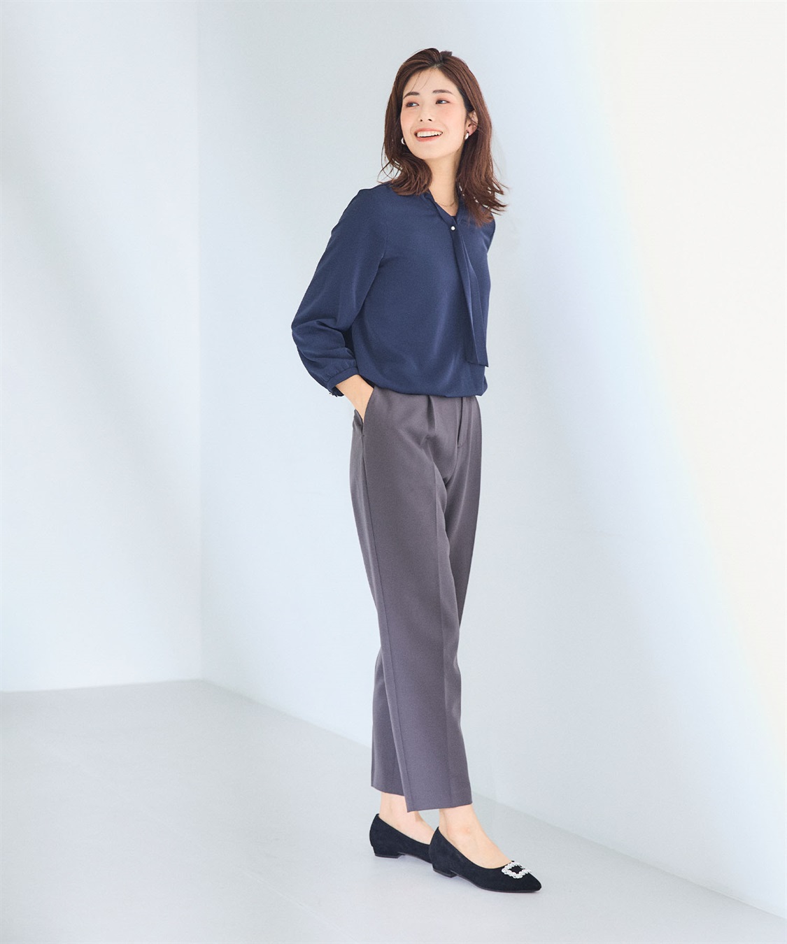 CROSS FUNCTION 《シワになりにくい・洗える》正解 シルキーサテンボウタイブラウス【CF/クロスファンクション】_sub_18