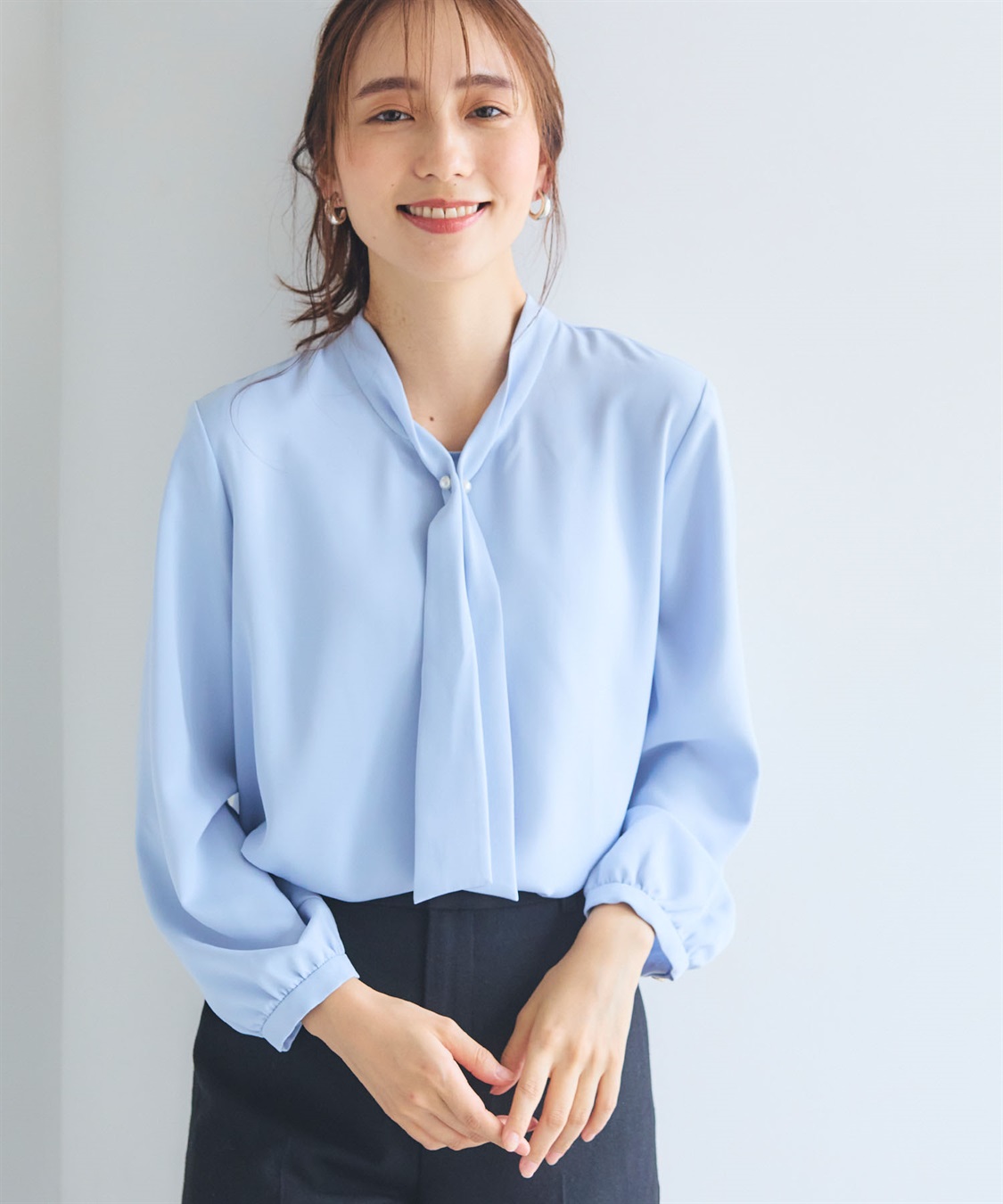 CROSS FUNCTION 《シワになりにくい・洗える》正解 シルキーサテンボウタイブラウス【CF/クロスファンクション】_sub_20