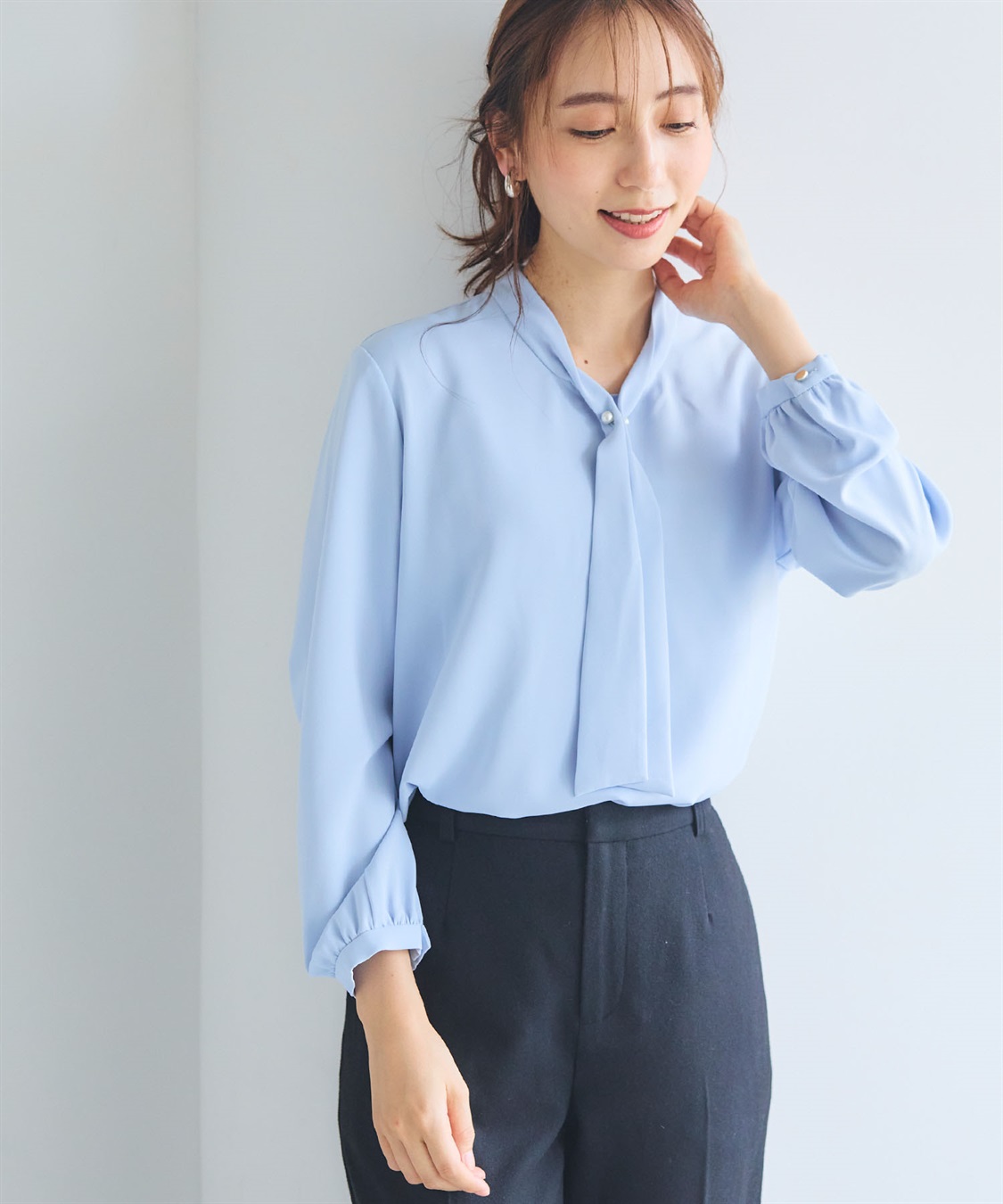 CROSS FUNCTION 《シワになりにくい・洗える》正解 シルキーサテンボウタイブラウス【CF/クロスファンクション】_sub_22