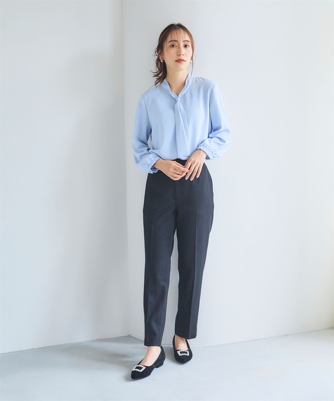 CROSS FUNCTION 《シワになりにくい・洗える》正解 シルキーサテンボウタイブラウス【CF/クロスファンクション】_sub_23