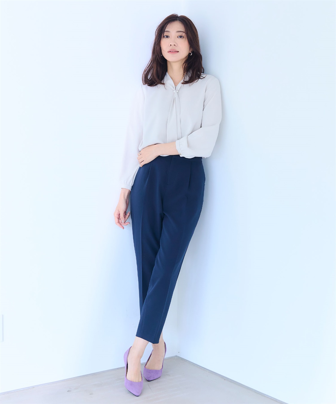 CROSS FUNCTION 《シワになりにくい・洗える》正解 シルキーサテンボウタイブラウス【CF/クロスファンクション】_sub_24