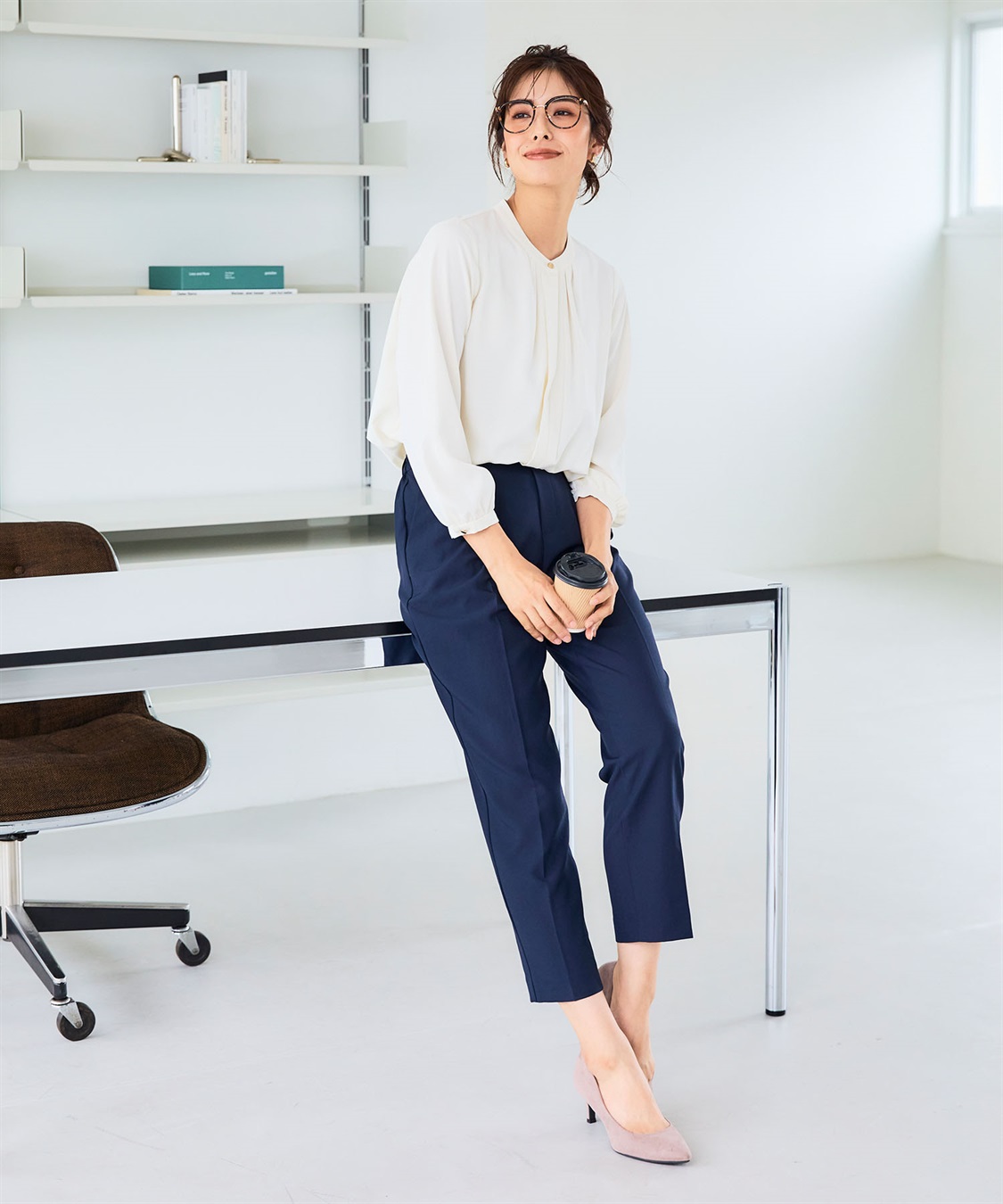 CROSS FUNCTION 《シワになりにくい・洗える》正解 シルキーサテン2wayタックブラウス【CF/クロスファンクション】_sub_7