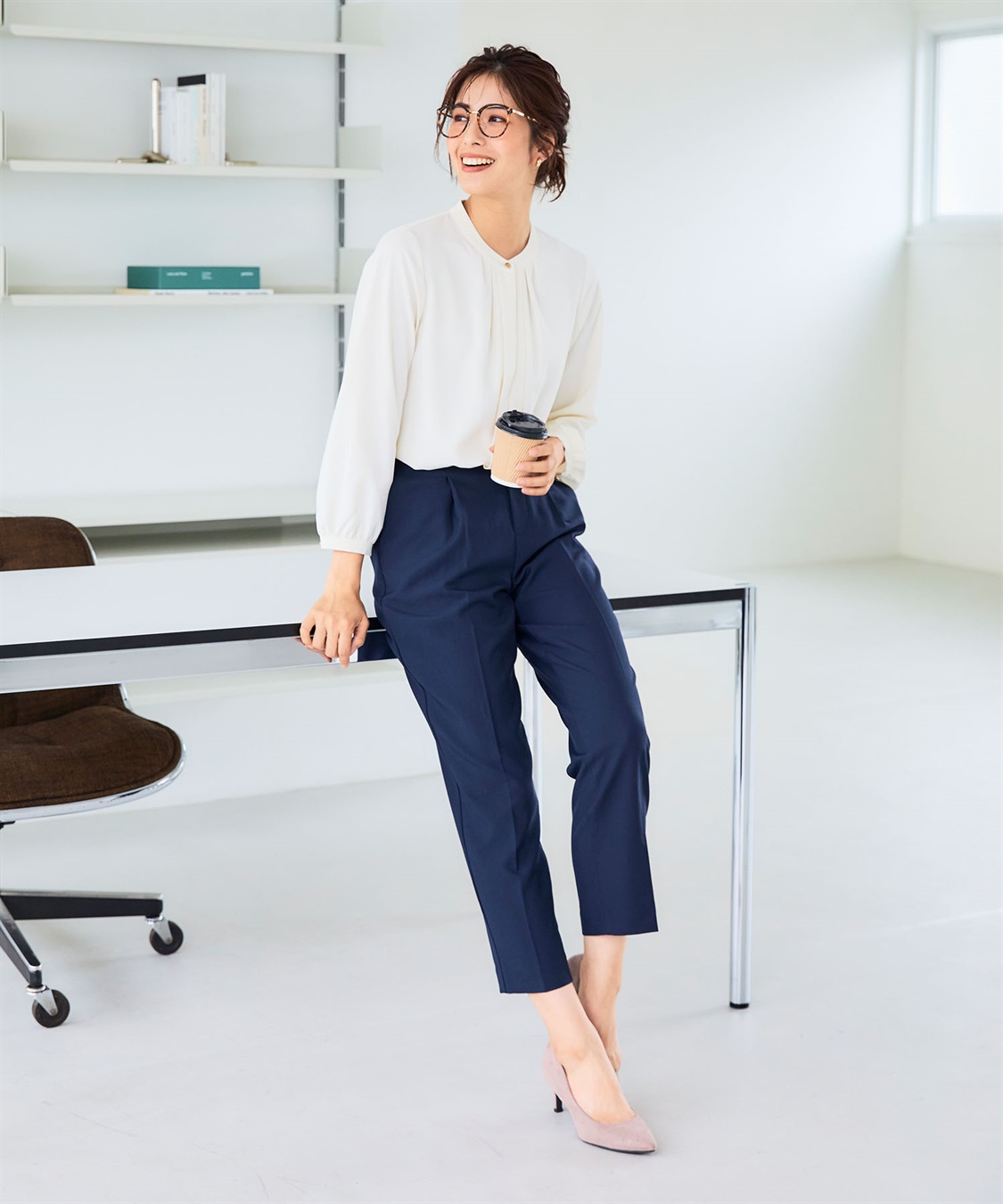 CROSS FUNCTION 《シワになりにくい・洗える》正解 シルキーサテン2wayタックブラウス【CF/クロスファンクション】_sub_8